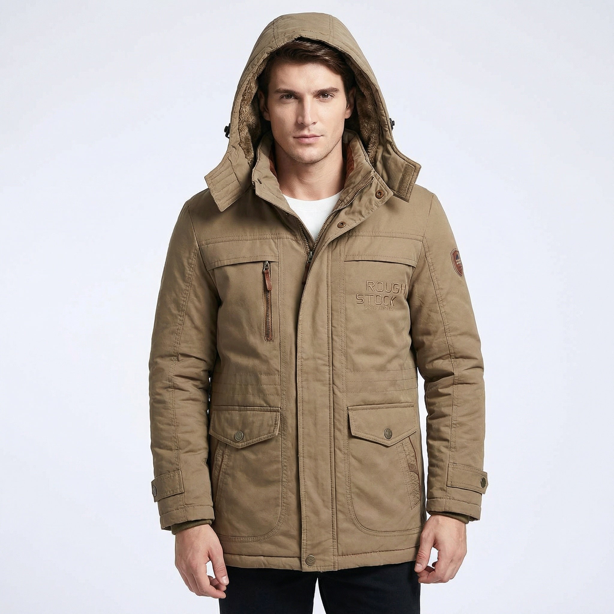 Men’s Padded Parka Winter Jacket – Windproof Design & Detachable Hood