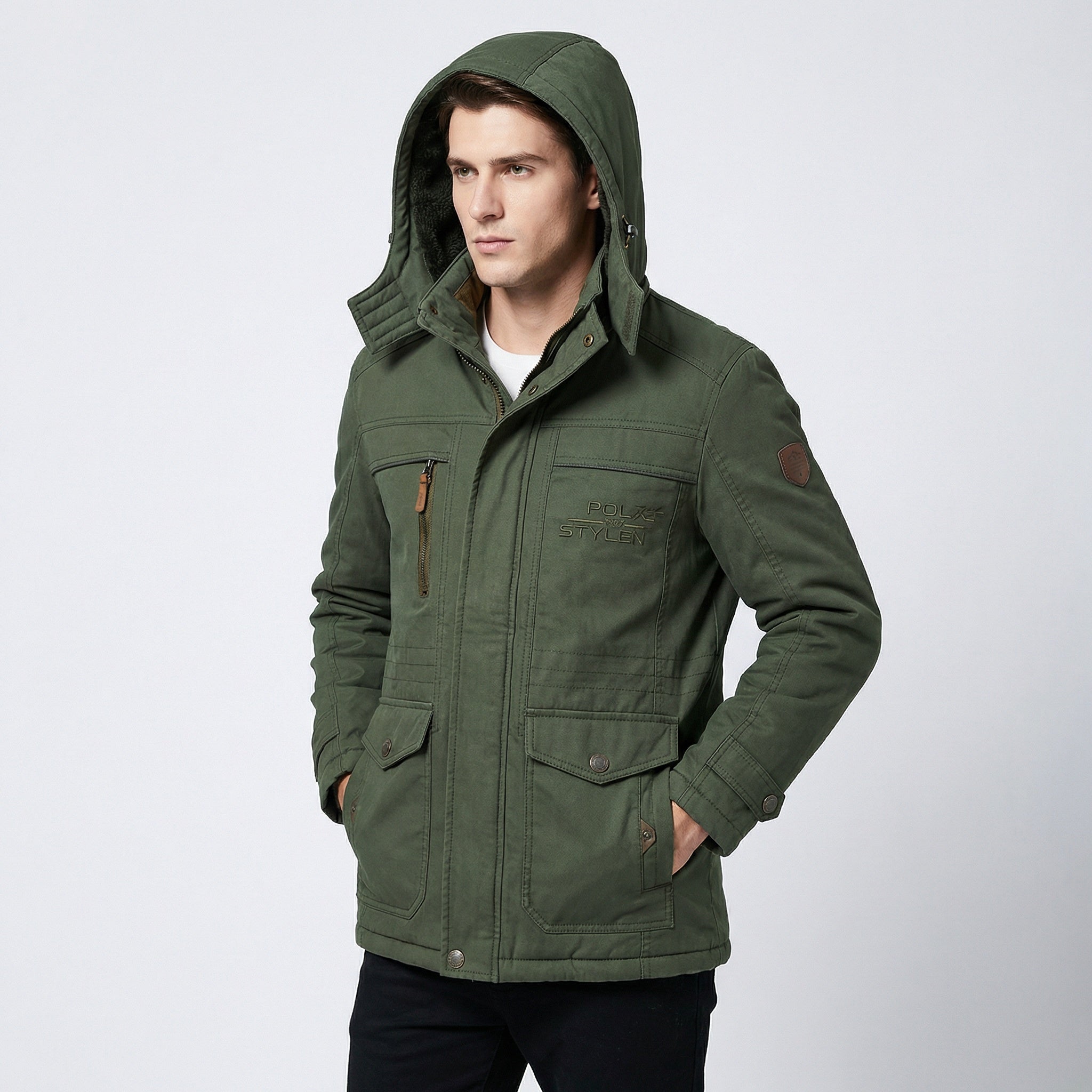 Parka Homme Matelassée d’Hiver – Design Coupe-Vent & Capuche Amovible