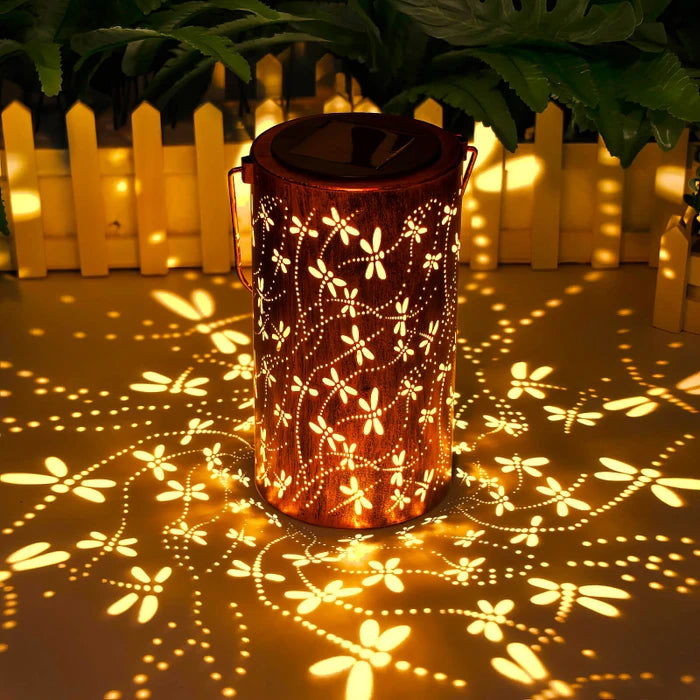 Solar Dragonfly Lantern – Portable Garden Light With Patterned Glow and Shadows
