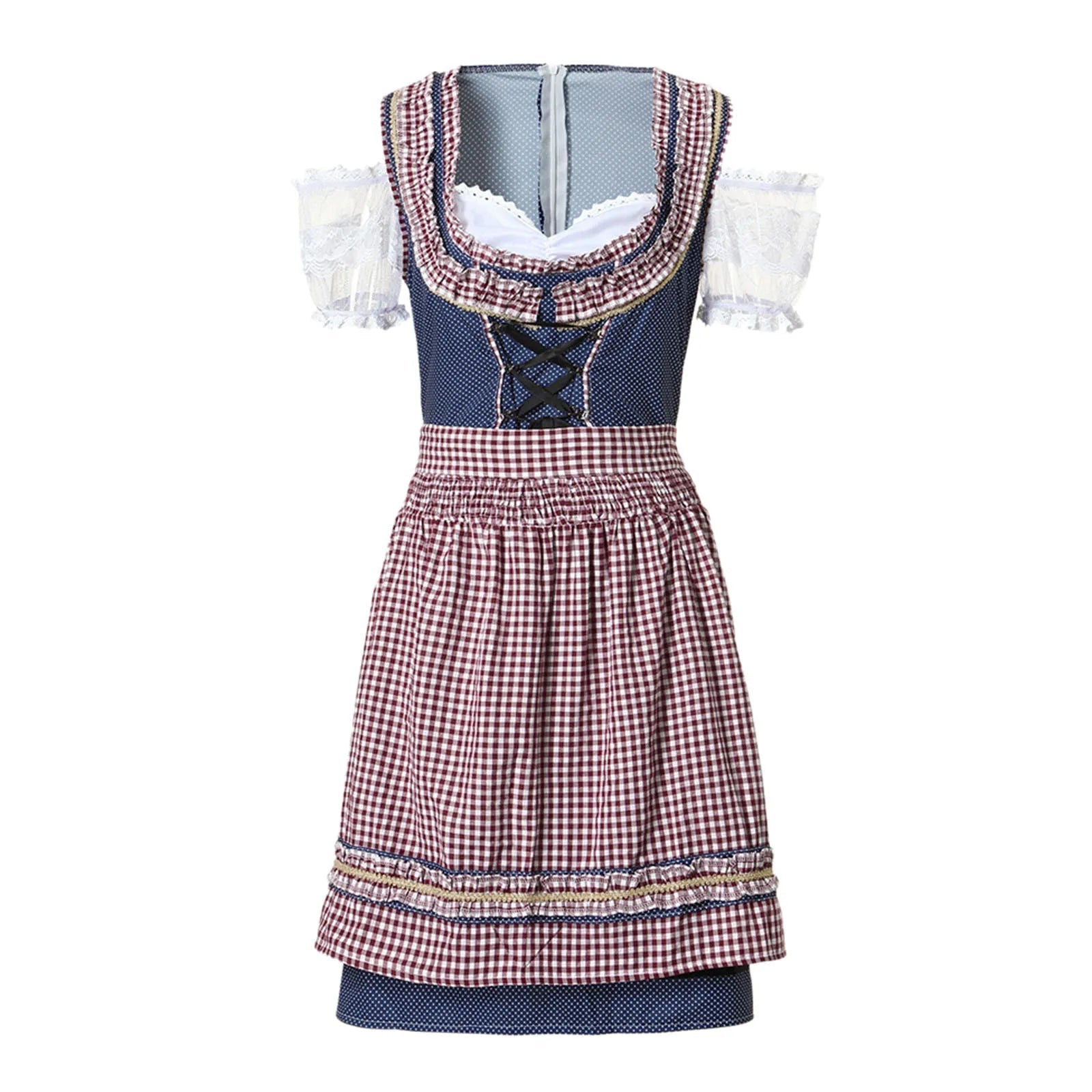 Almrausch – Dames Dirndl van Katoen met Ruitpatroon – Traditioneel & Modern voor Feesten