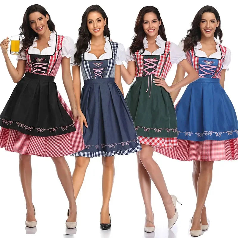 AlpenMoment – Dames Dirndl Katoen met Schort – Voor Oktoberfest & Feesten