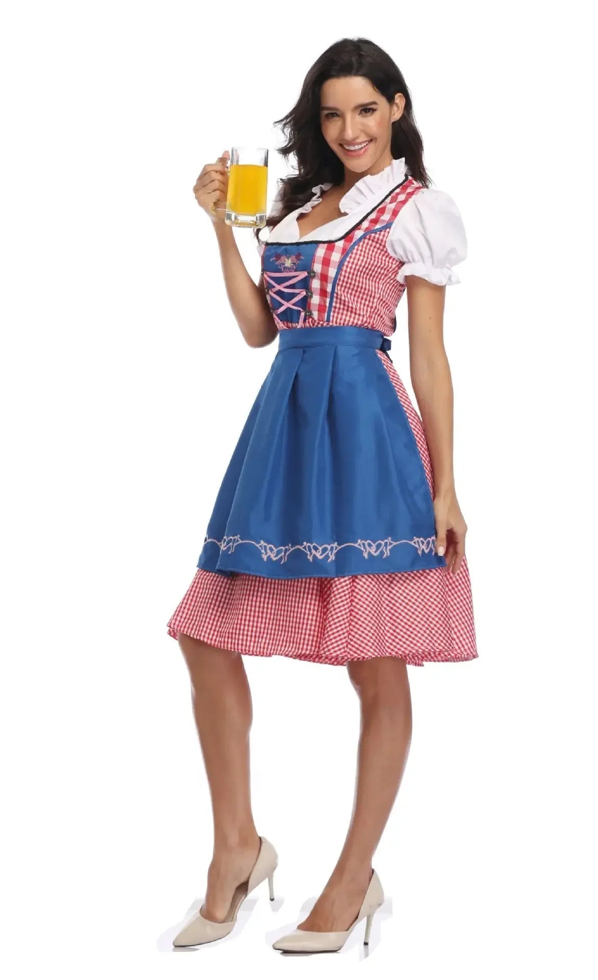 AlpenMoment – Dames Dirndl Katoen met Schort – Voor Oktoberfest & Feesten