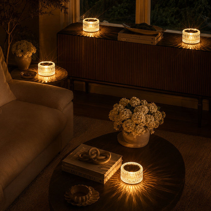 Crystal Diamond Table Lamp – Faceted Accent Light with Three Light Modes