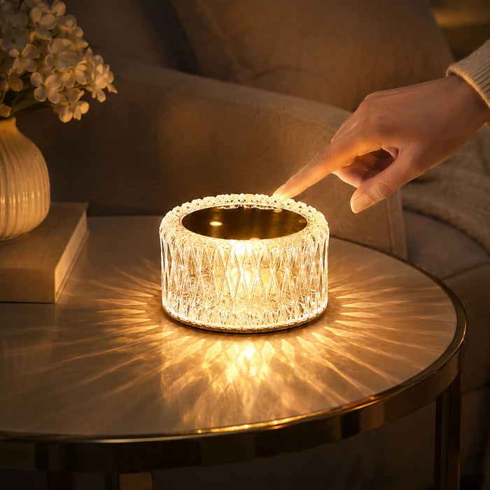 Crystal Diamond Table Lamp – Faceted Accent Light with Three Light Modes