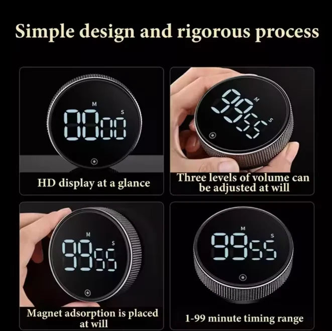 Digital Magnetic Kitchen Timer with HD LED Display, 99-Minute Countdown and Loud Alarm 8