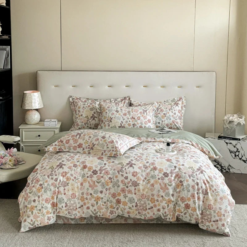 Driedelige beddenset van Egyptisch katoen – bloemenpatroon met ritssluiting 7