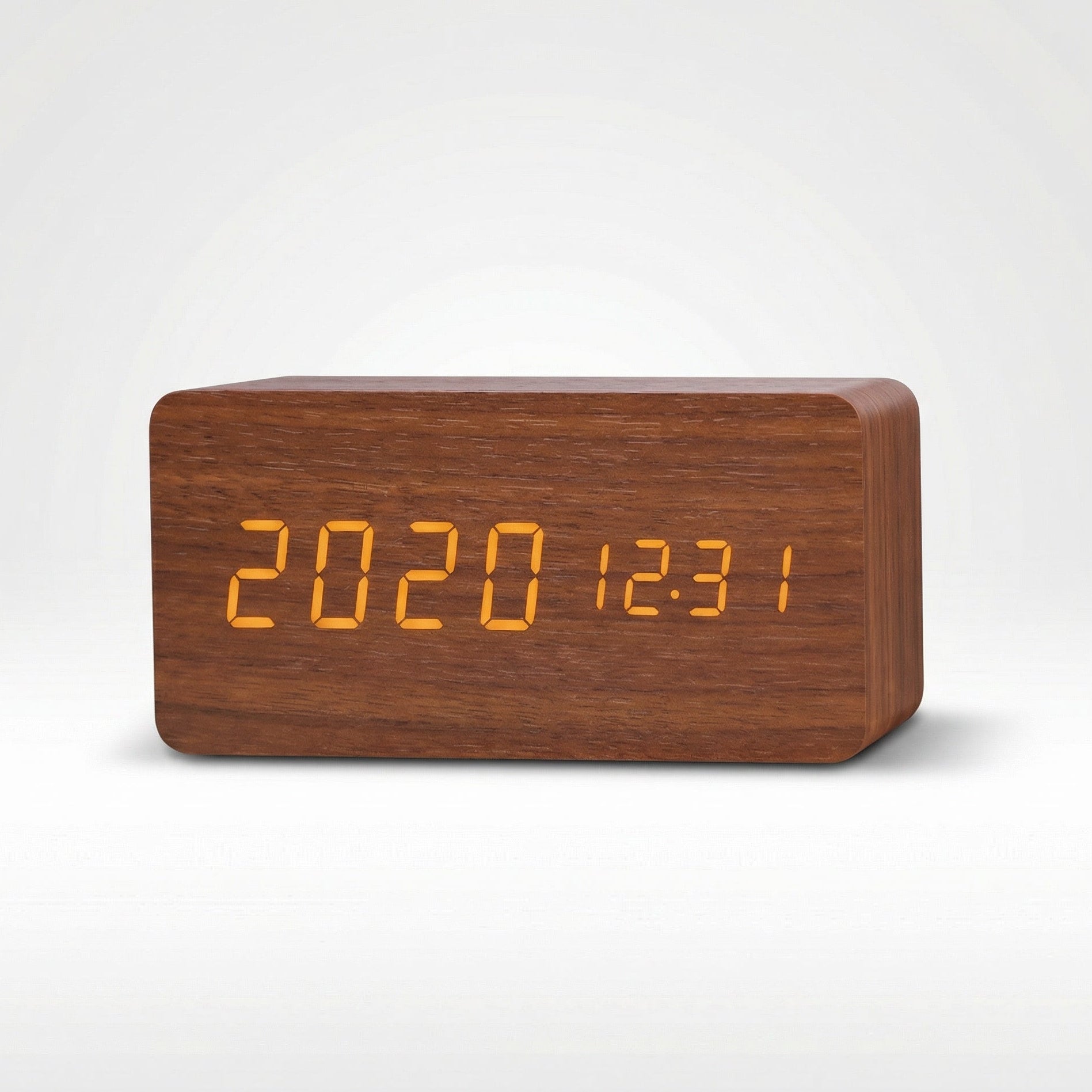 Réveil en Bois LED | Activation Vocale, Luminosité Réglable