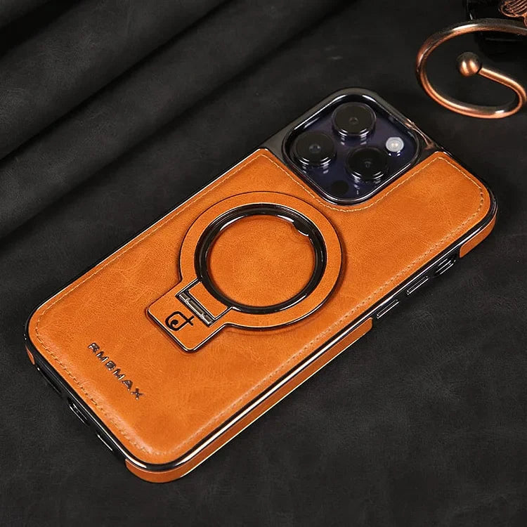 Elegant leren hoesje voor iPhone met magnetische standaard – stijlvolle bescherming 0