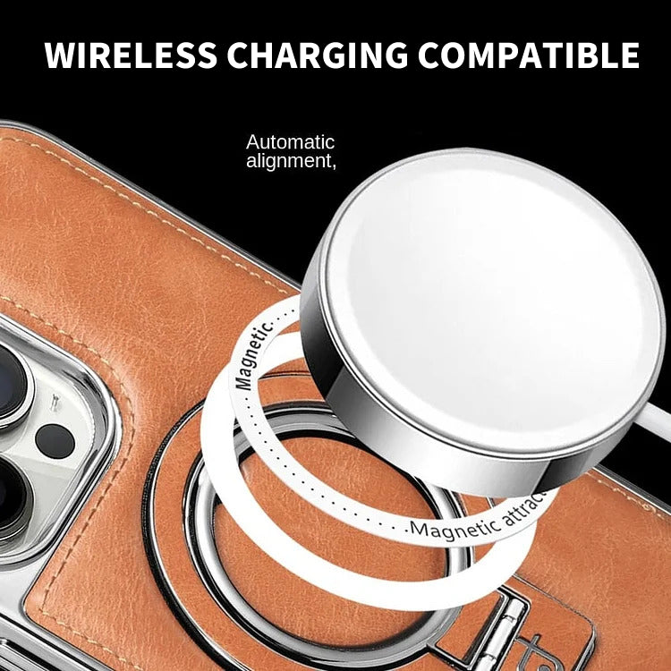 Elegant leren hoesje voor iPhone met magnetische standaard – stijlvolle bescherming 4