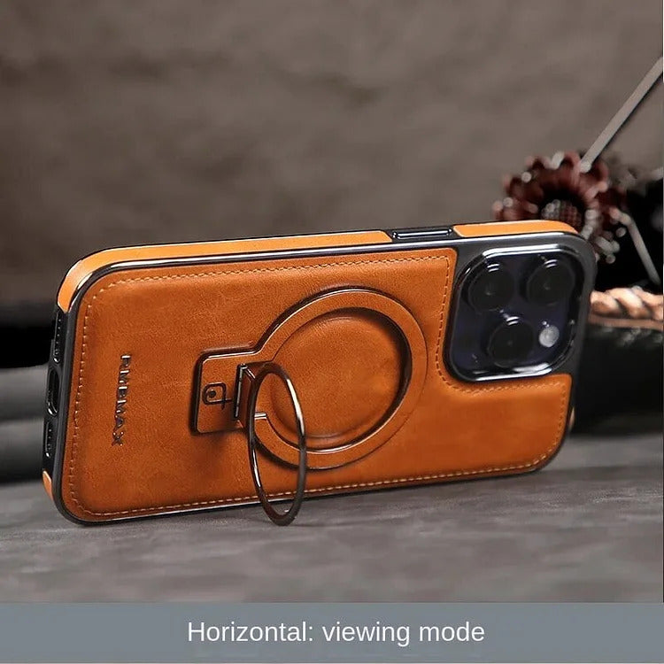Elegant leren hoesje voor iPhone met magnetische standaard – stijlvolle bescherming 7