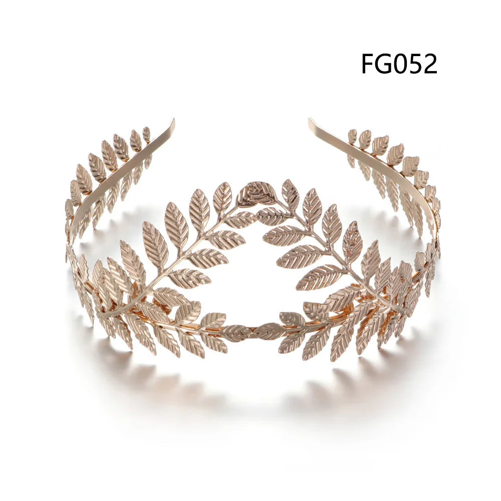 Elegante Haaraccessoires Bruid – Bladgoud Tiara's en Hoofdbanden in Romeinse Stijl 10