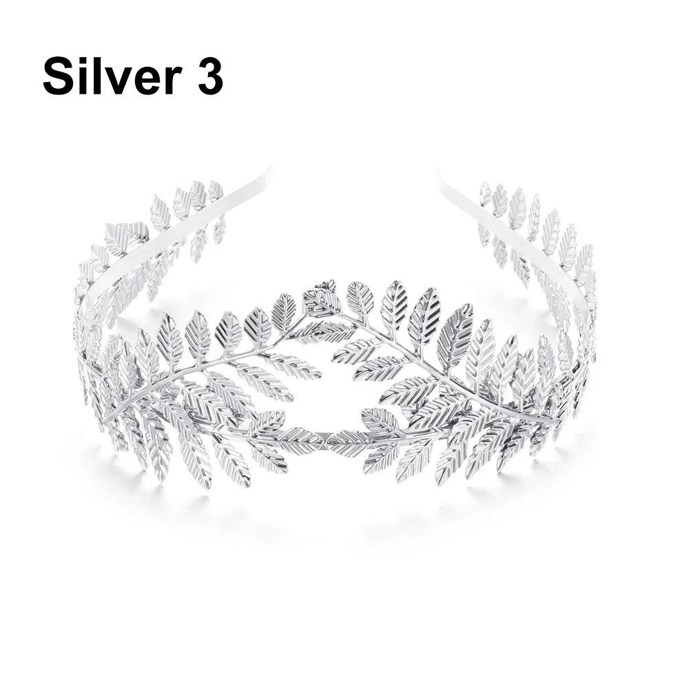 Elegante Haaraccessoires Bruid – Bladgoud Tiara's en Hoofdbanden in Romeinse Stijl 18