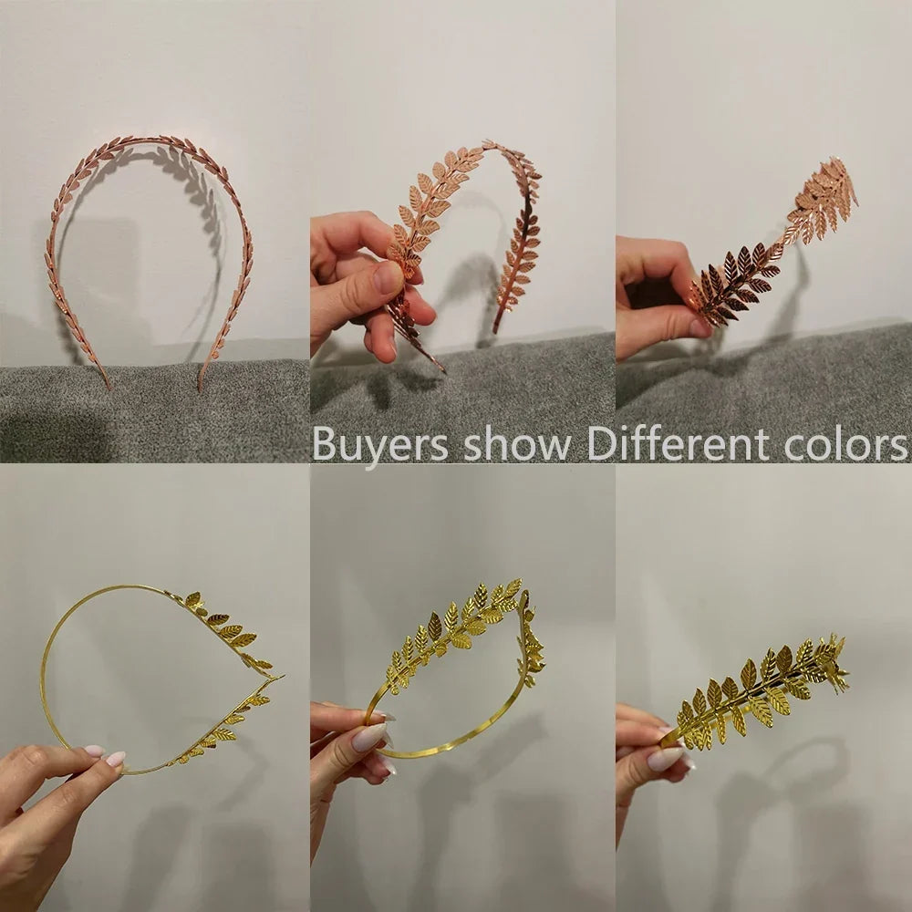 Elegante Haaraccessoires Bruid – Bladgoud Tiara's en Hoofdbanden in Romeinse Stijl 5
