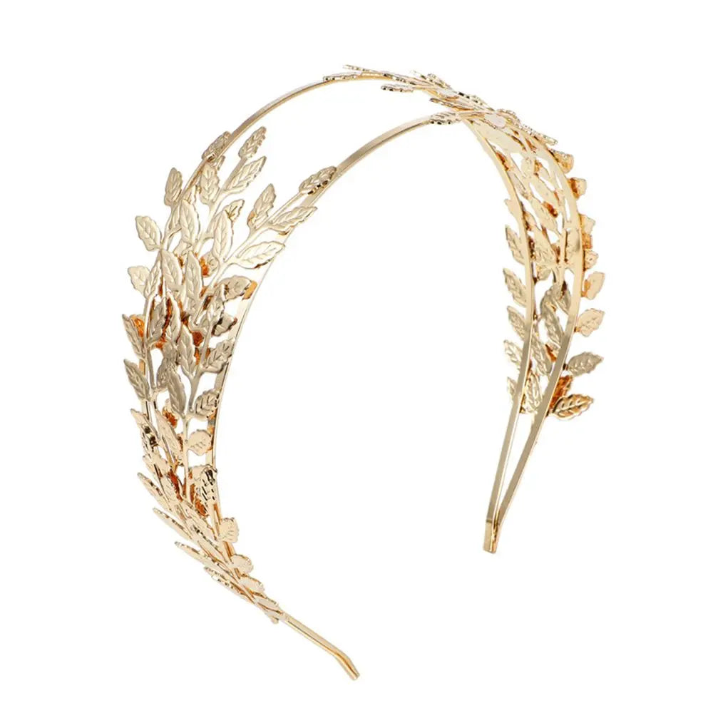 Elegante Haaraccessoires Bruid – Bladgoud Tiara's en Hoofdbanden in Romeinse Stijl 6