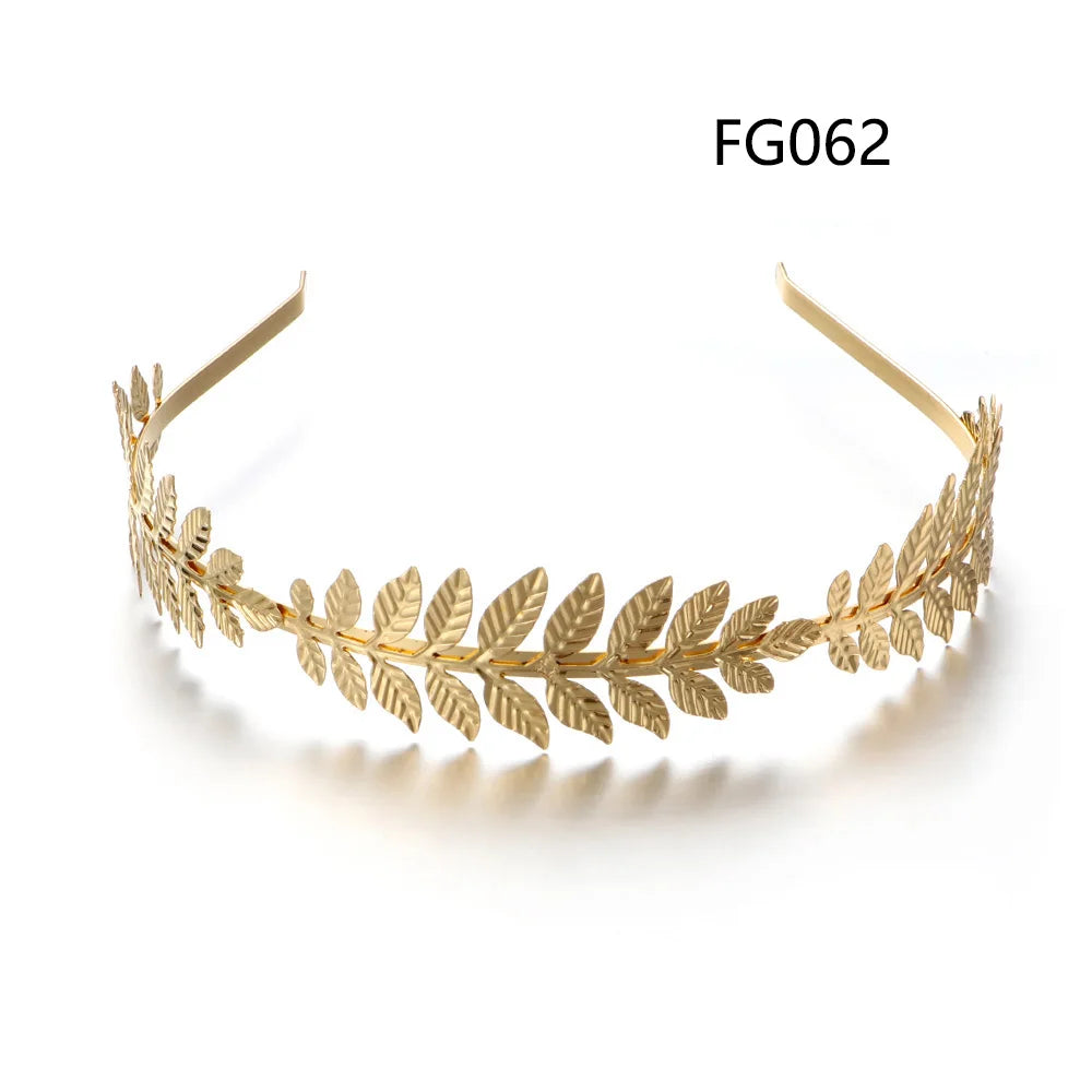 Elegante Haaraccessoires Bruid – Bladgoud Tiara's en Hoofdbanden in Romeinse Stijl 7