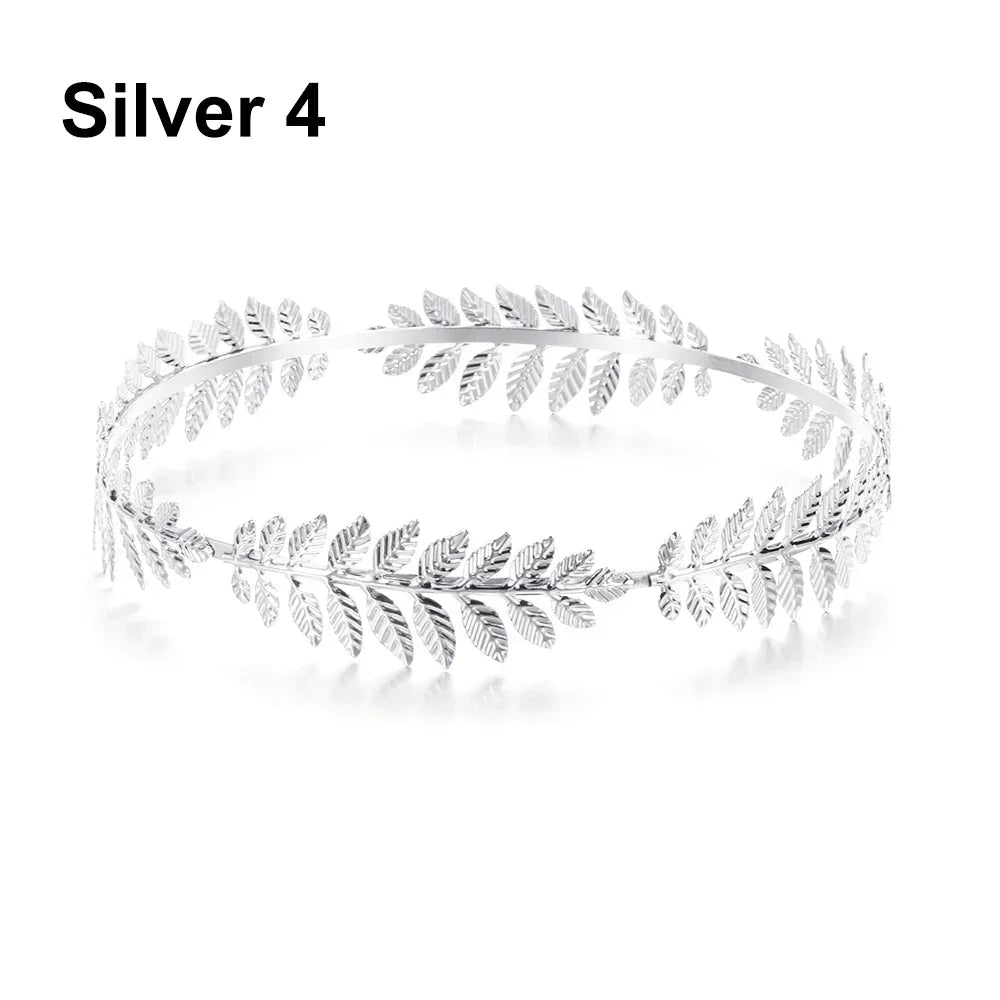 Elegante Haaraccessoires Bruid – Bladgoud Tiara's en Hoofdbanden in Romeinse Stijl 8