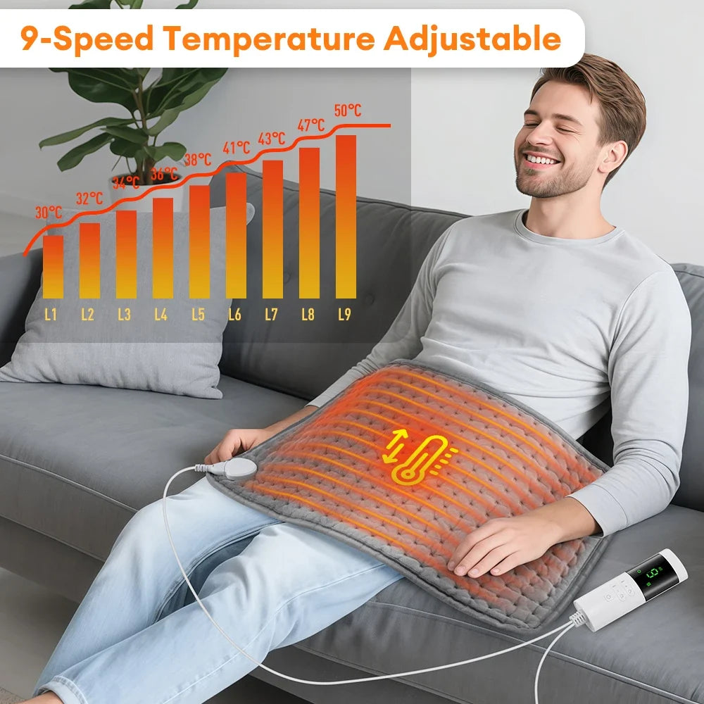 Elektrisch Verwarmingskussen 30x60 cm met 9 Temperatuurstanden en 4 Timerinstellingen voor Buik, Schouders en Benen 3