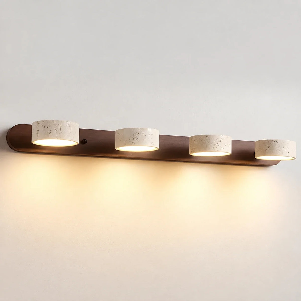 Elias Rustic Adjustable Travertine Wood Wall Sconce 12
