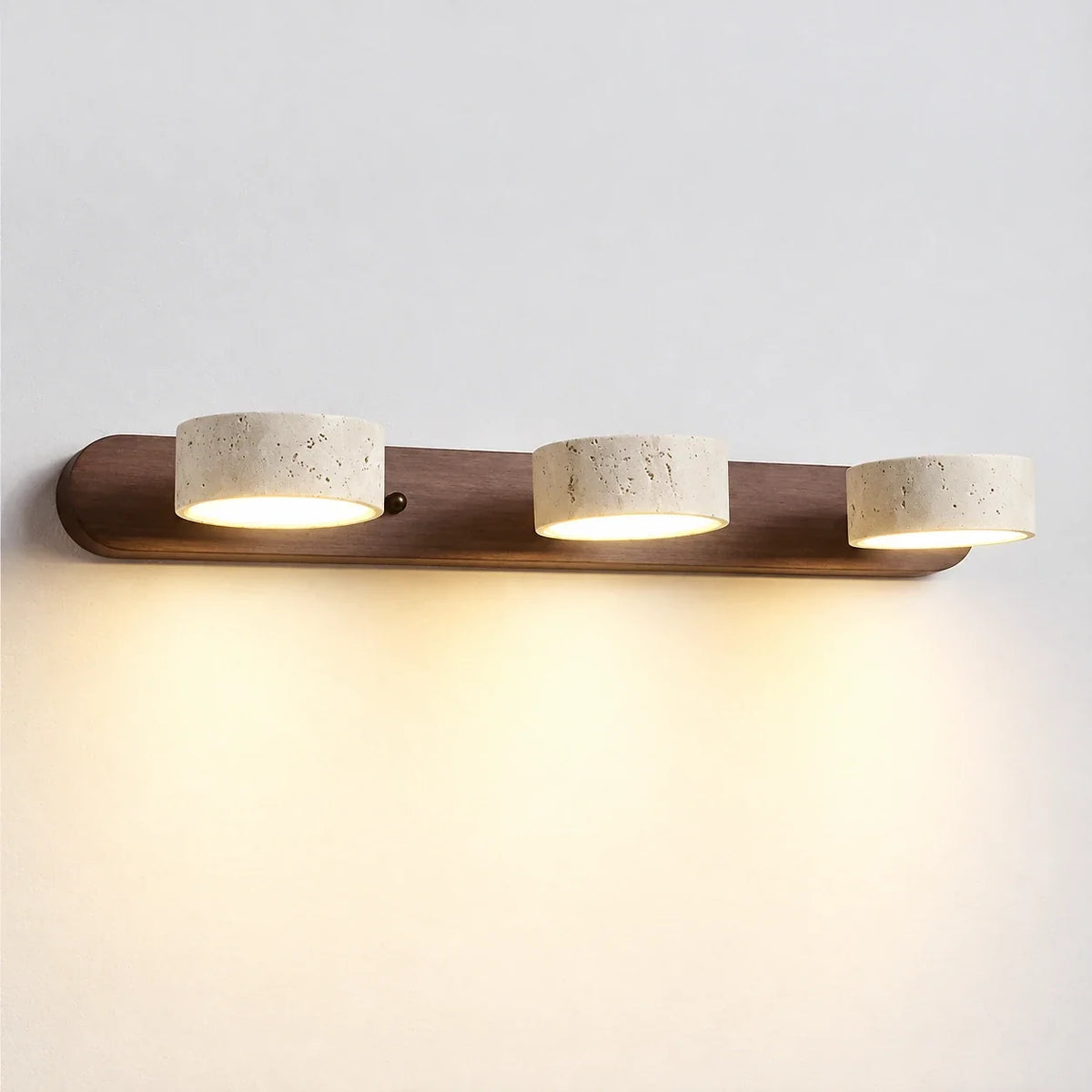 Elias Rustic Adjustable Travertine Wood Wall Sconce 9