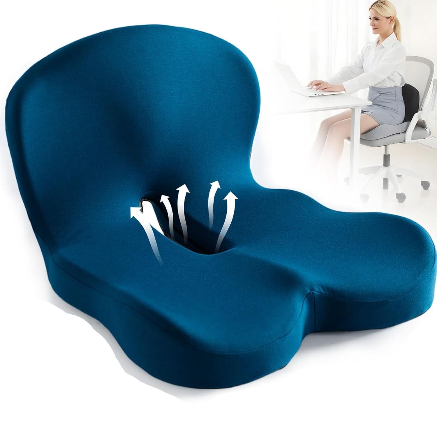 Coussin de siège ergonomique – Confort en mousse à mémoire, base antidérapante et housse lavable