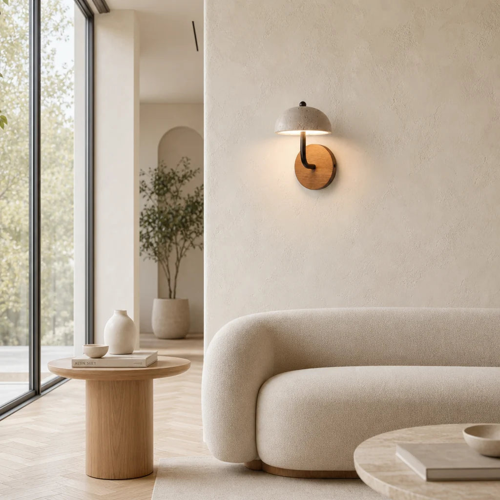 Evan Modern Travertine Dome Wall Light 5