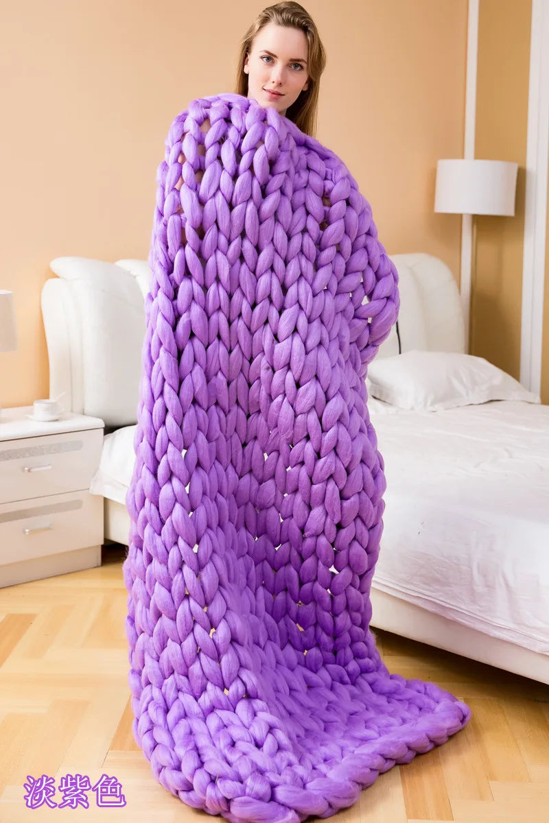 Extra-Large Chunky Knit Chenille Blanket - Soft, Warm Fleece for Couch and Bed 10