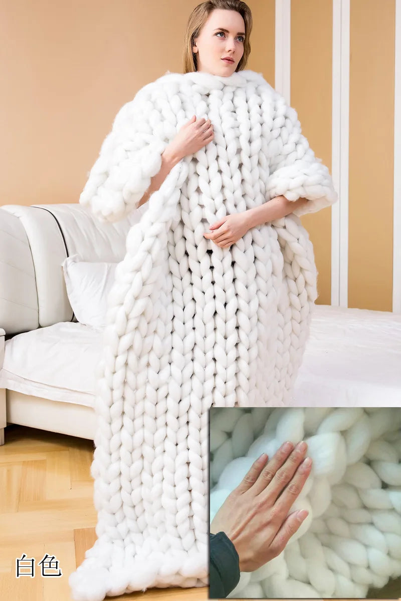Extra-Large Chunky Knit Chenille Blanket - Soft, Warm Fleece for Couch and Bed 7