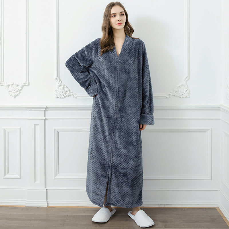 Extra Lange Thermische Badjas – Luxe Flanel, Ritssluiting & Winterwarm 11