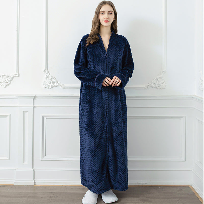 Extra Lange Thermische Badjas – Luxe Flanel, Ritssluiting & Winterwarm 3