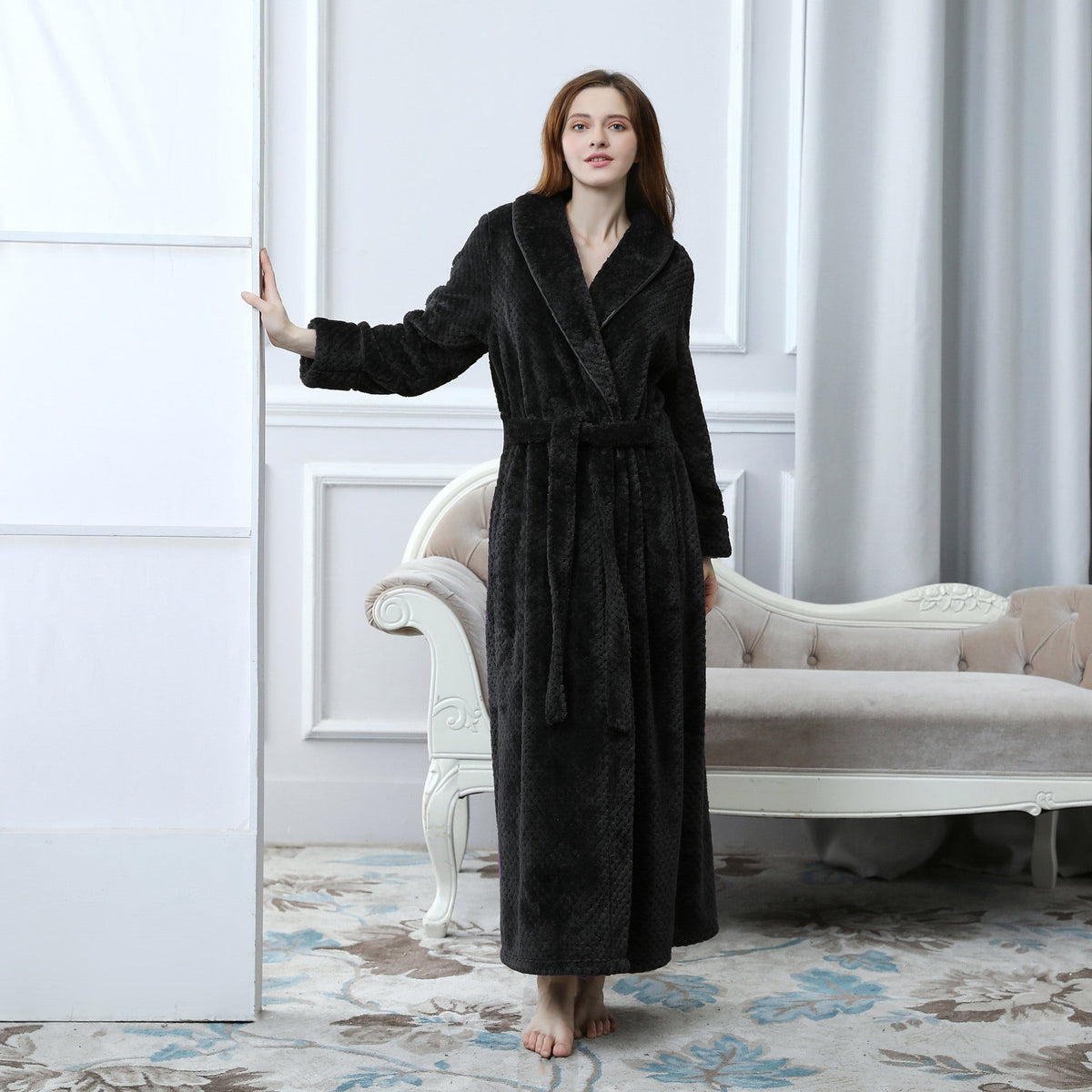 Extra Lange Thermische Badjas – Luxe Flanel, Ritssluiting & Winterwarm 6