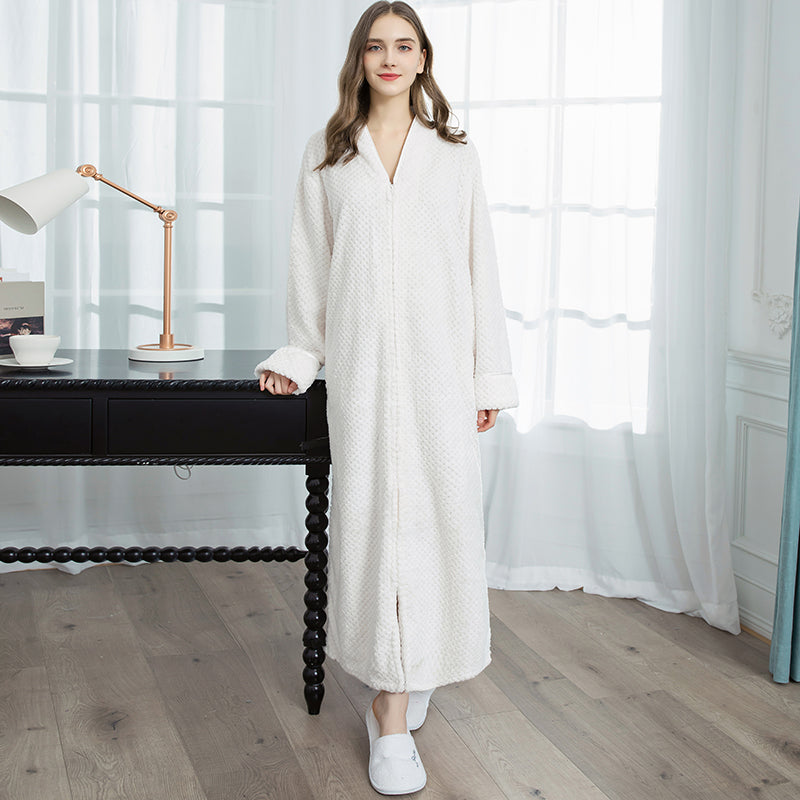 Extra Lange Thermische Badjas – Luxe Flanel, Ritssluiting & Winterwarm 8