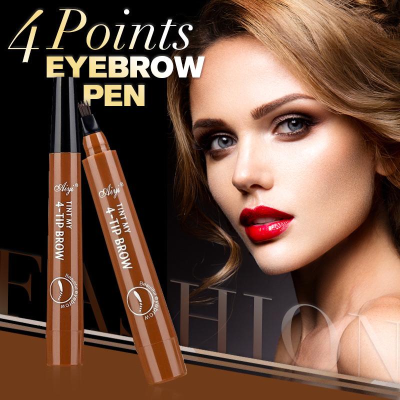Eyebrow Stamp Pen with Waterproof Stencil and 4-Prong Tip for Natural Look 1