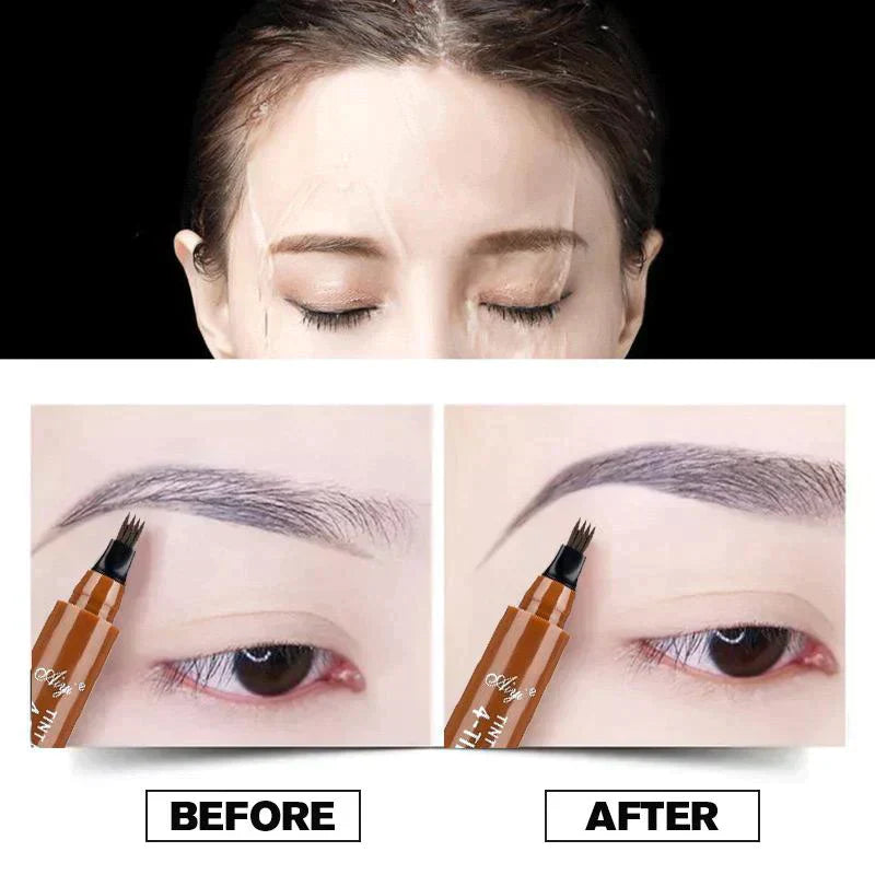 Eyebrow Stamp Pen with Waterproof Stencil and 4-Prong Tip for Natural Look 2