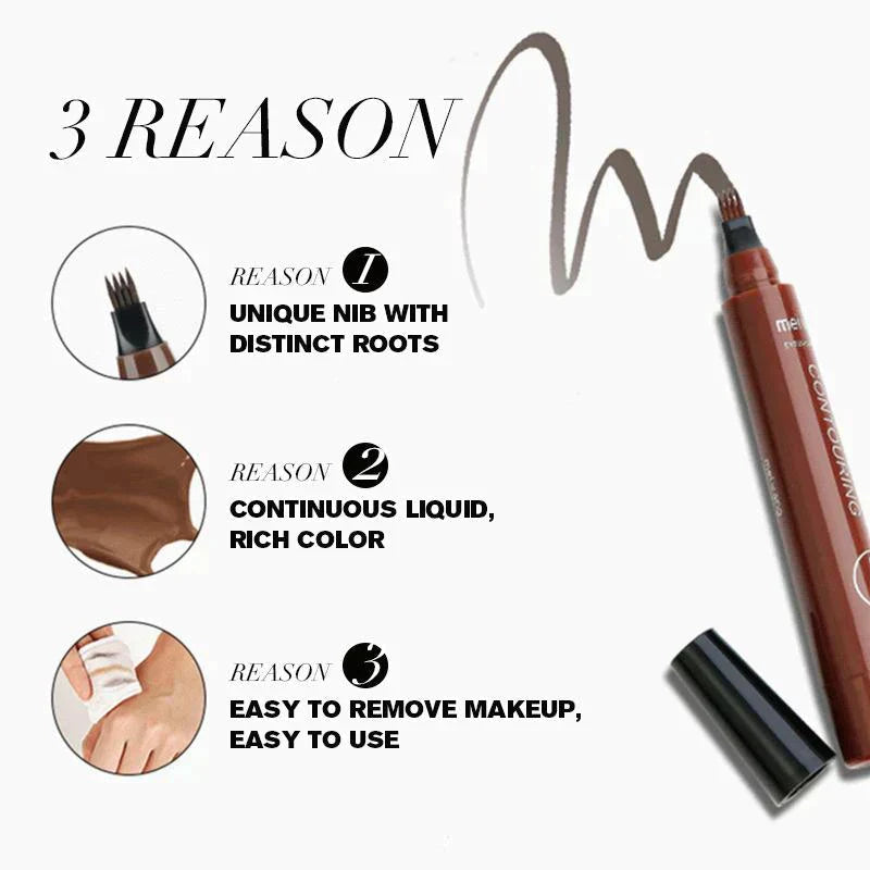 Eyebrow Stamp Pen with Waterproof Stencil and 4-Prong Tip for Natural Look 3