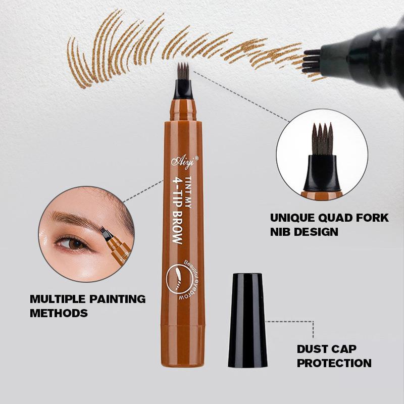 Eyebrow Stamp Pen with Waterproof Stencil and 4-Prong Tip for Natural Look 4