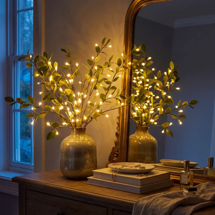 Lighted Olive Branch Stems – Twinkling Fairy Lights for Vases and Arrangements