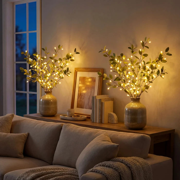 Lighted Olive Branch Stems – Twinkling Fairy Lights for Vases and Arrangements