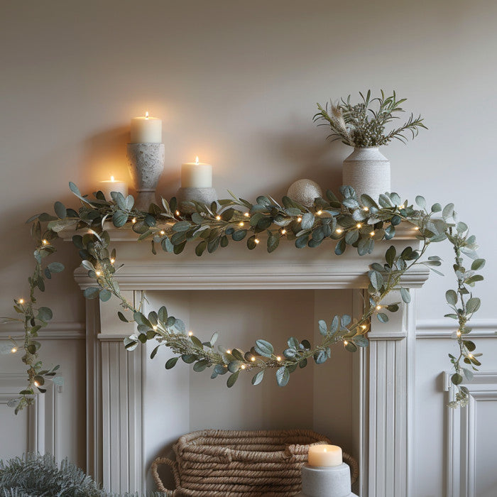 Olive Leaf Vine Garland – Artificial Olive Branch With Twinkling Fairy Lights