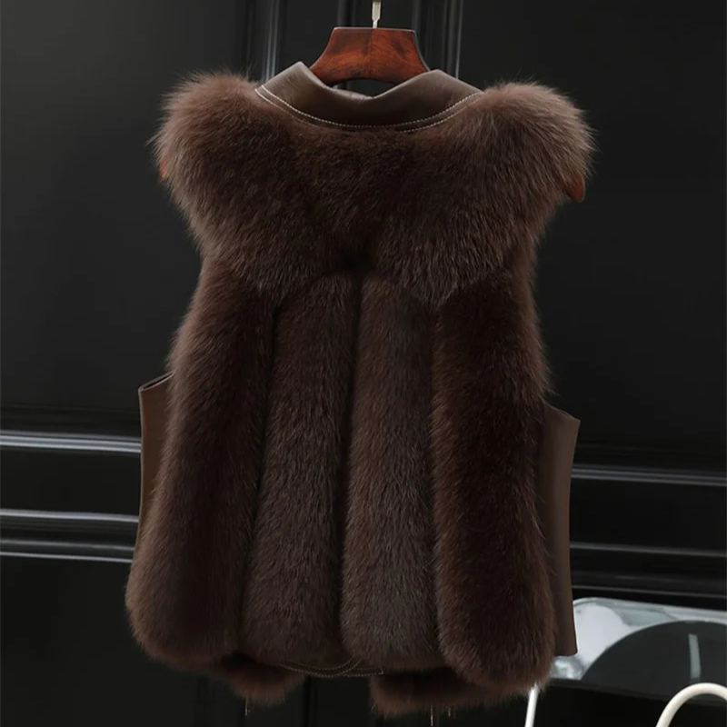 Faux Fur Vest voor Dames met Oversized Lapel en Verstelbare Taillebanden 6