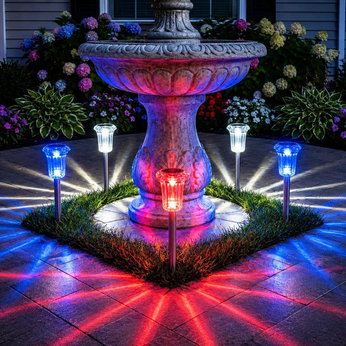 Patriotic Solar Ground Lights – Red, White and Blue Glow for Lawns and Paths