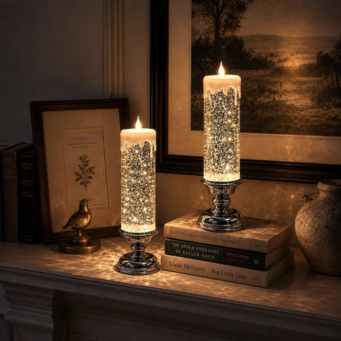 LED Glitter Candle – Flameless Candle with Swirling Glitter and a Warm Glow