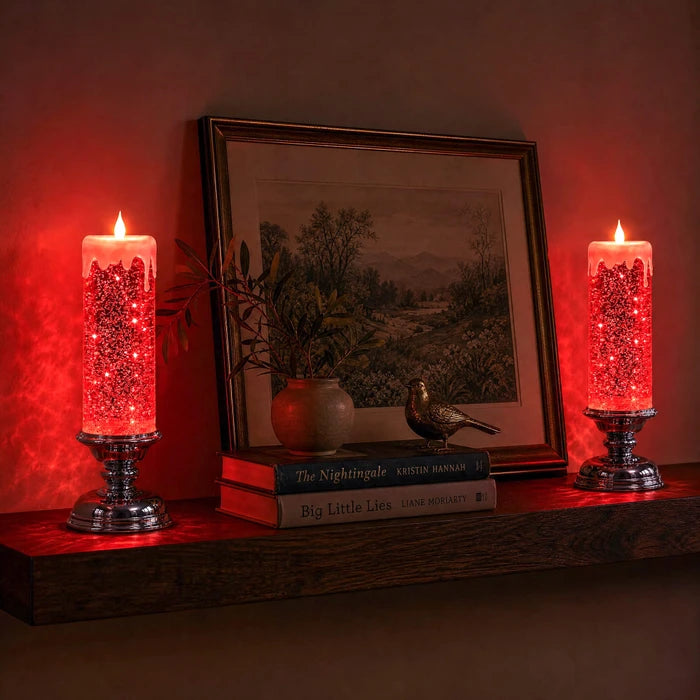 LED Glitter Candle – Flameless Candle with Swirling Glitter and a Warm Glow
