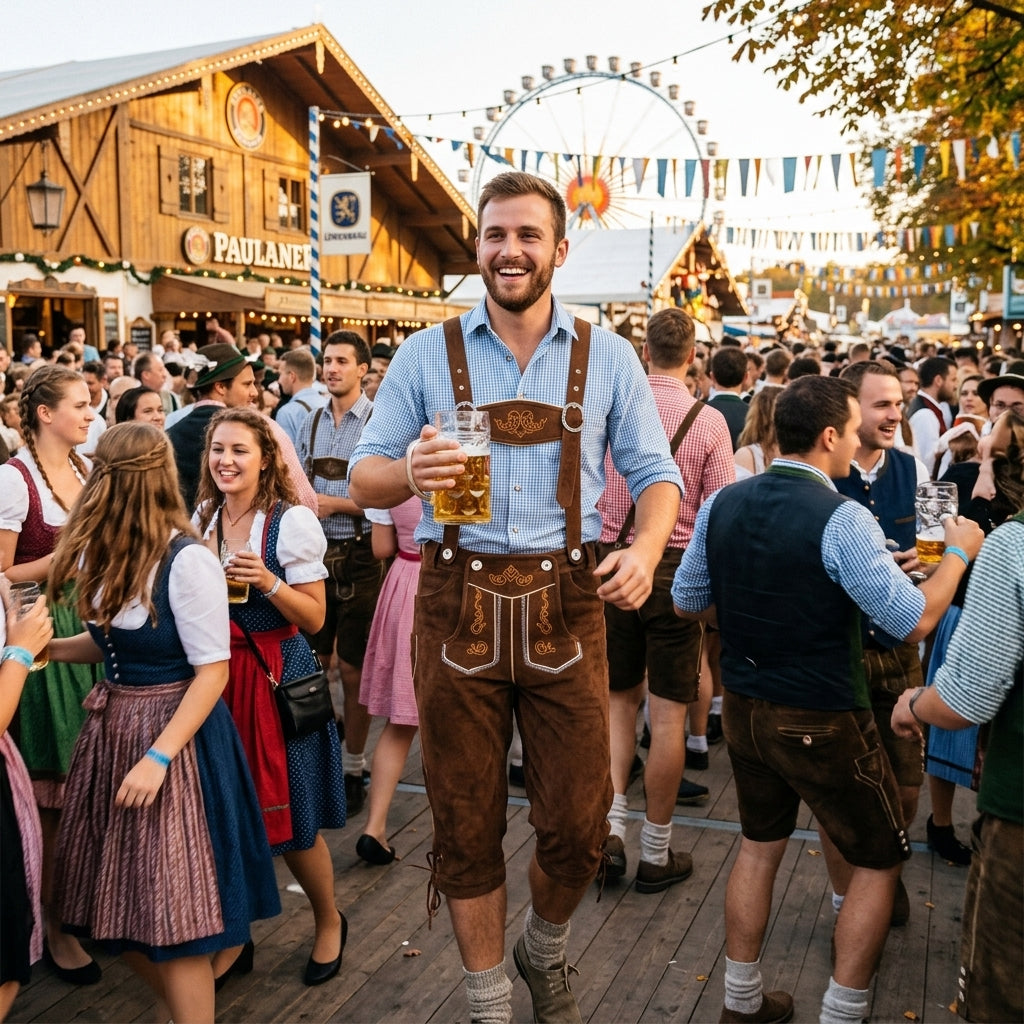 Viktor – German Men's Oktoberfest Lederhosen – For Parties & Festivals