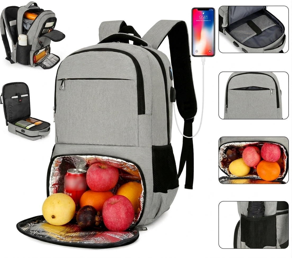 Laptop Backpack with Lunch Compartment – 17.3-Inch Travel Bag with USB Port