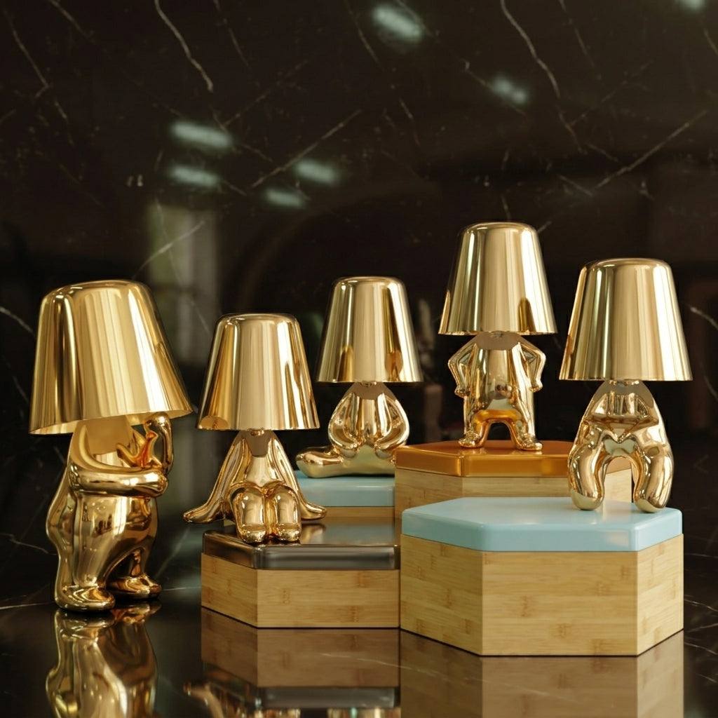 Table Lamp – Modern Thinker-Inspired Resin Design with Warm LED Illumination