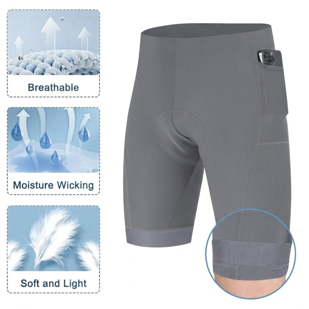 Men's Cycling Shorts – Gel Padding with Grip Legs and Reflective Trim