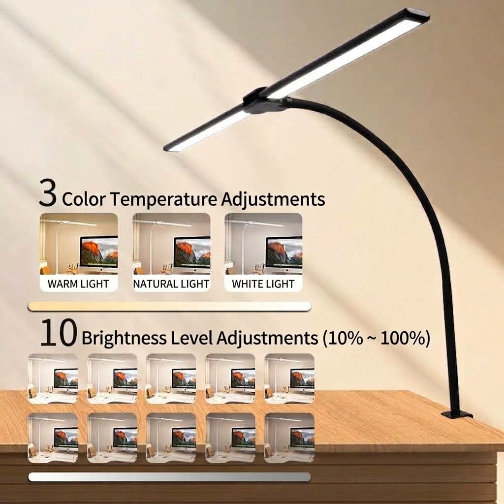 Dimmable Desk Lamp – 24 W LED, 1200 Lumens with a Clamp Mount