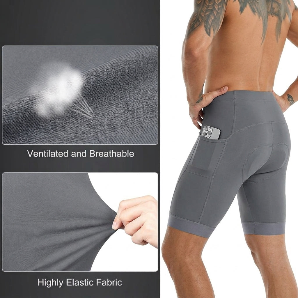 Men's Cycling Shorts – Gel Padding with Grip Legs and Reflective Trim