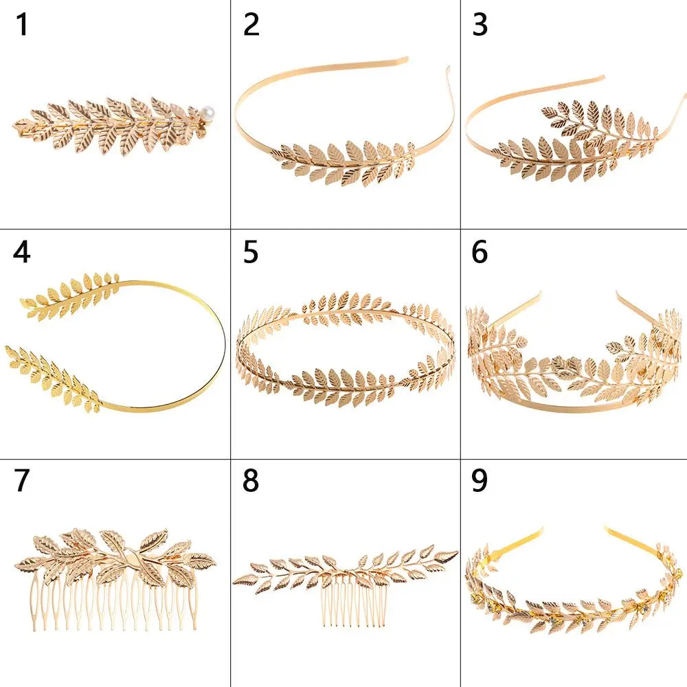 Gouden Haarband Dames met Bladvorm voor Bruiloft en Feestelijke Gelegenheden 5