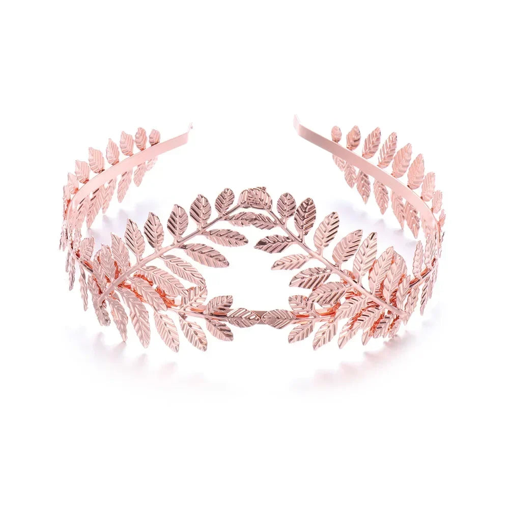 Gouden Haarband Dames met Bladvorm voor Bruiloft en Feestelijke Gelegenheden 8